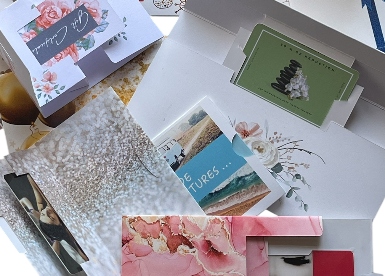 différentes pochettes pour cartes cadeaux